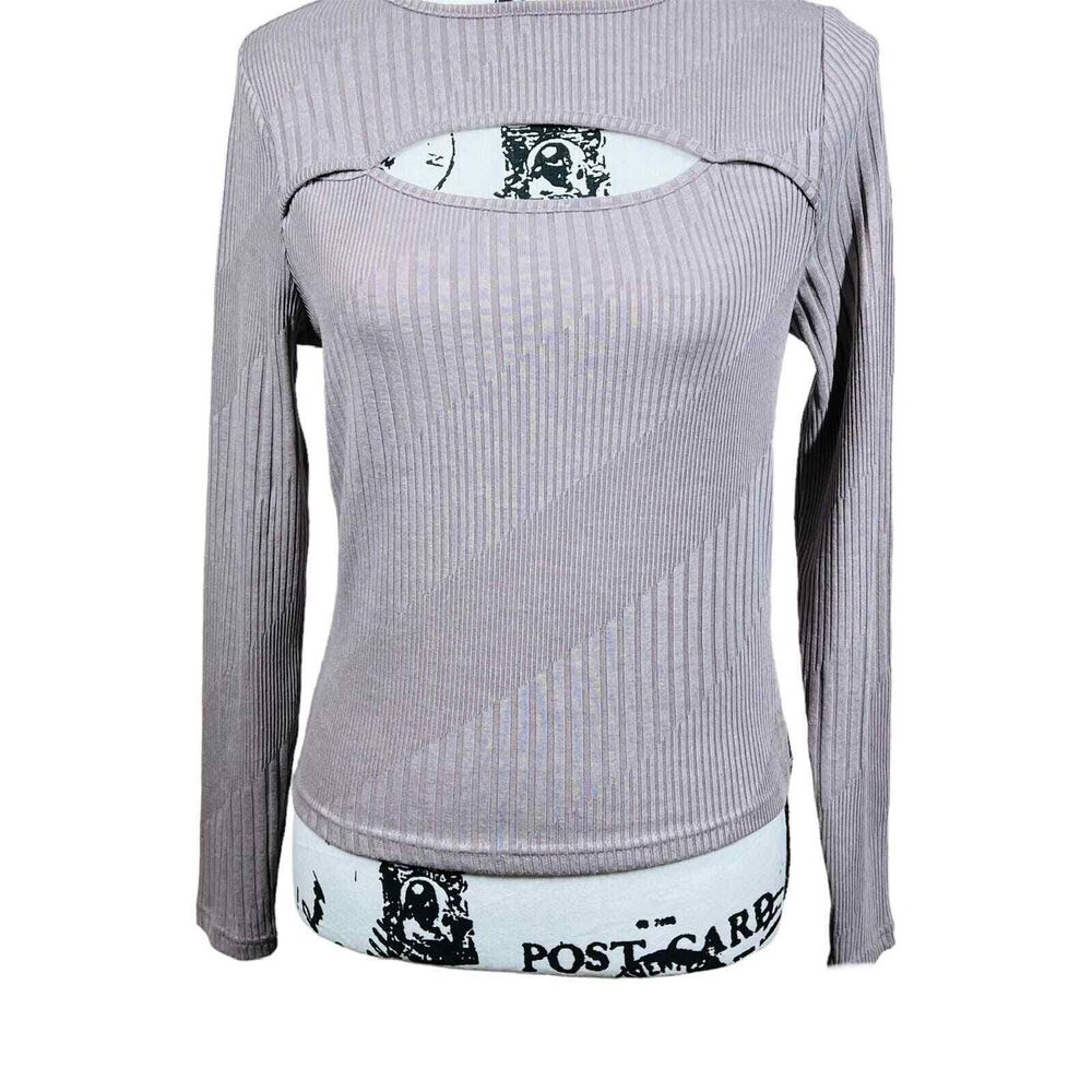 Walter Baker mauve Kayla top long sleeve front cut off size M normcore baddie